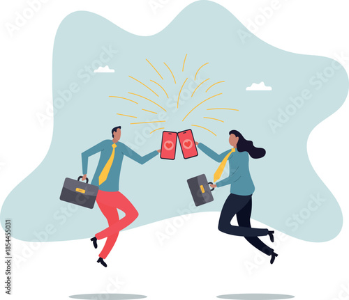 Business people found a partner for Valentine's Day using a mobile app.