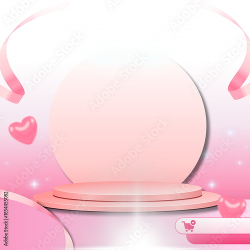 Empty display stands and promotional illustrations. Flash sale, big sale. Beautiful abstract floral layout. Suitable for posters and banners displaying products.