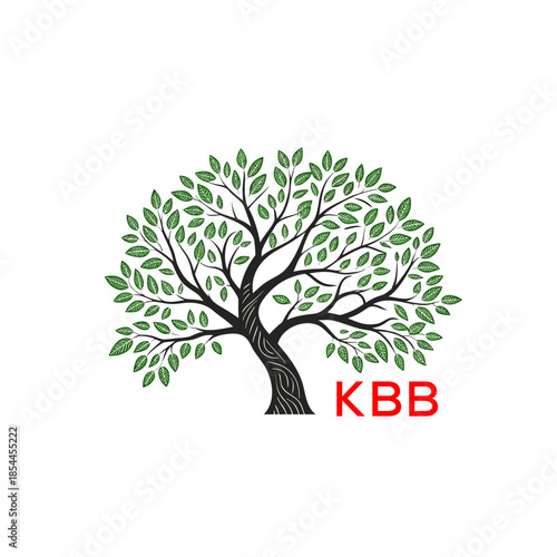 Green Tree of Life Logo Design KBB Later Logo , Natural Environment Tree Branding, Sustainable  Tree Logo
