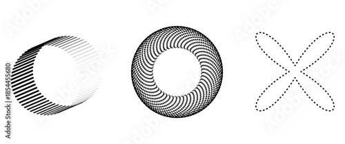 Abstract geometric shapes with futuristic design elements and circular patterns