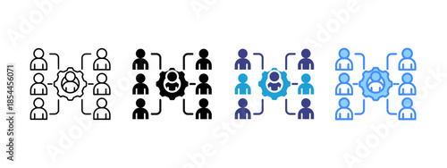 Organization Structure icon set multiple style collection