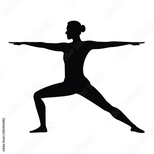 Black and white vector silhouette of a woman in a yoga pose