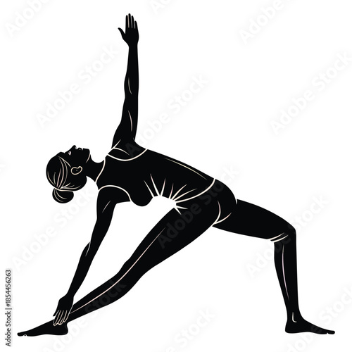 Ultra clean black and white 2d vector silhouette of woman in two