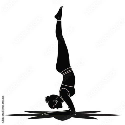 Yoga poses for beginners, two black silhouettes of women doing