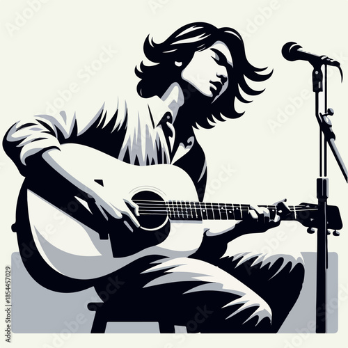 Stylized Musician Playing Guitar Illustration Artistic Style