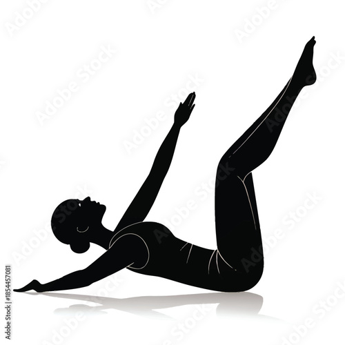 Black and white vector illustration of women doing yoga bridge