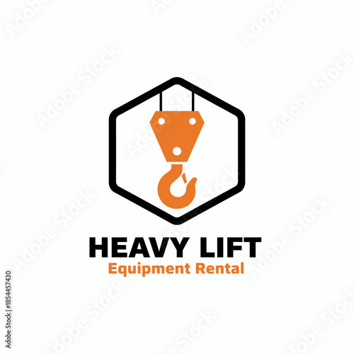 Heavy Lift Equipment Rental logo with a crane hook icon and bold typography, representing strength, reliability, and professional industrial lifting services.