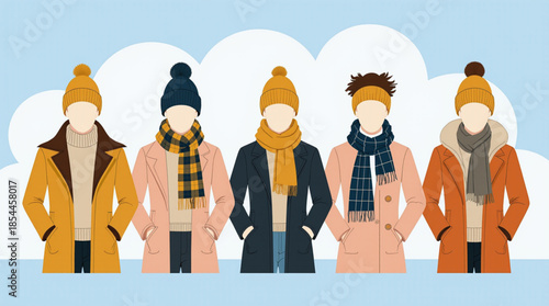 Stylish winter outfit essentials colorful coats, warm scarves, and cozy hats for the cold season