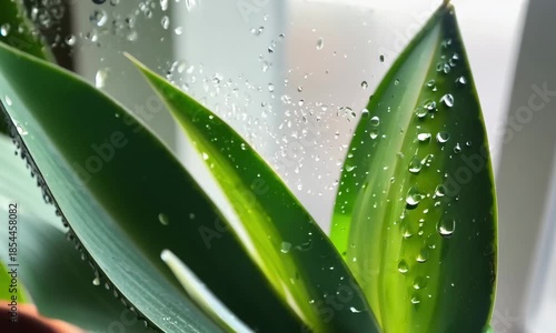 house plant with dew drops of water.ai 