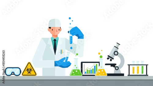 Scientist Conducting Experiment in Laboratory with Safety Equipment