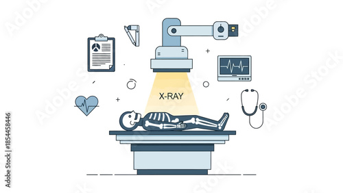 Medical illustration of X-ray examination in a modern clinic