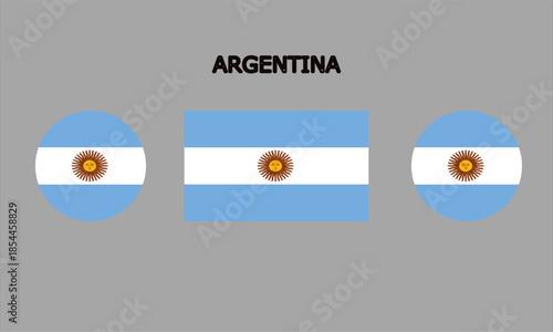 Flag of Argentina country in high quality (rectangle and circle shape)