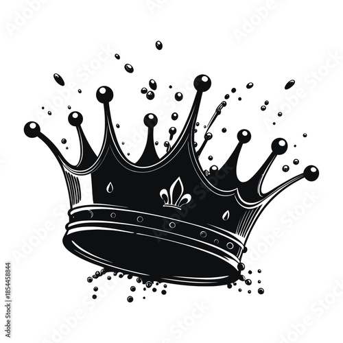 Two black and white crowns with water splashes isolated on white
