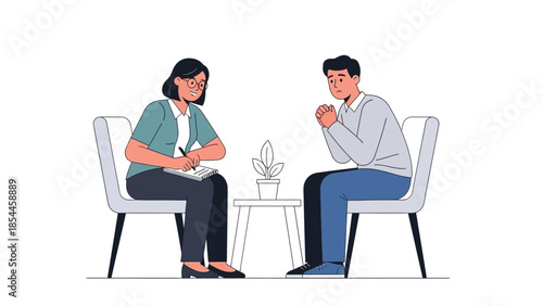Illustration of a counseling session with a therapist and client