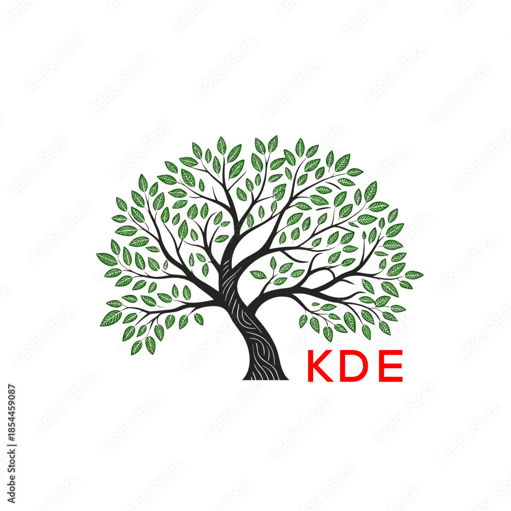 Fototapeta premium Green Tree of Life Logo Design KDE Later Logo , Natural Environment Tree Branding, Sustainable Tree Logo 