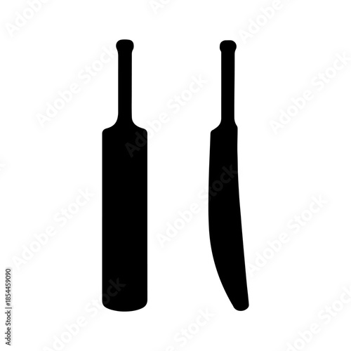 Cricket bat silhouette icon vector illustration on white background