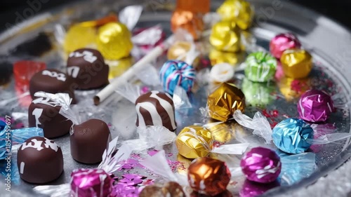 wrapped sweet candies in a plate.ai 