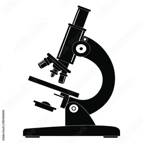 Black and white 2d vector illustration of two microscopes