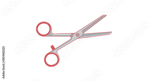 Surgical Scissors with Red Handles for Precision Cutting.