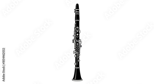 Black Clarinet Musical Instrument with Silver Keys.