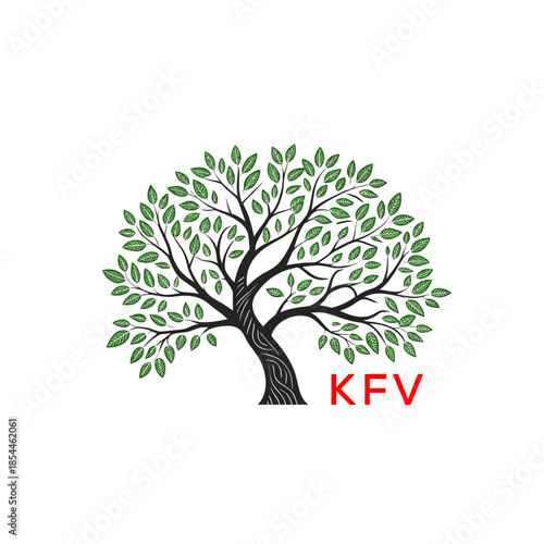 Green Tree of Life Logo Design KFV Later Logo , Natural Environment Tree Branding, Sustainable  Tree Logo
