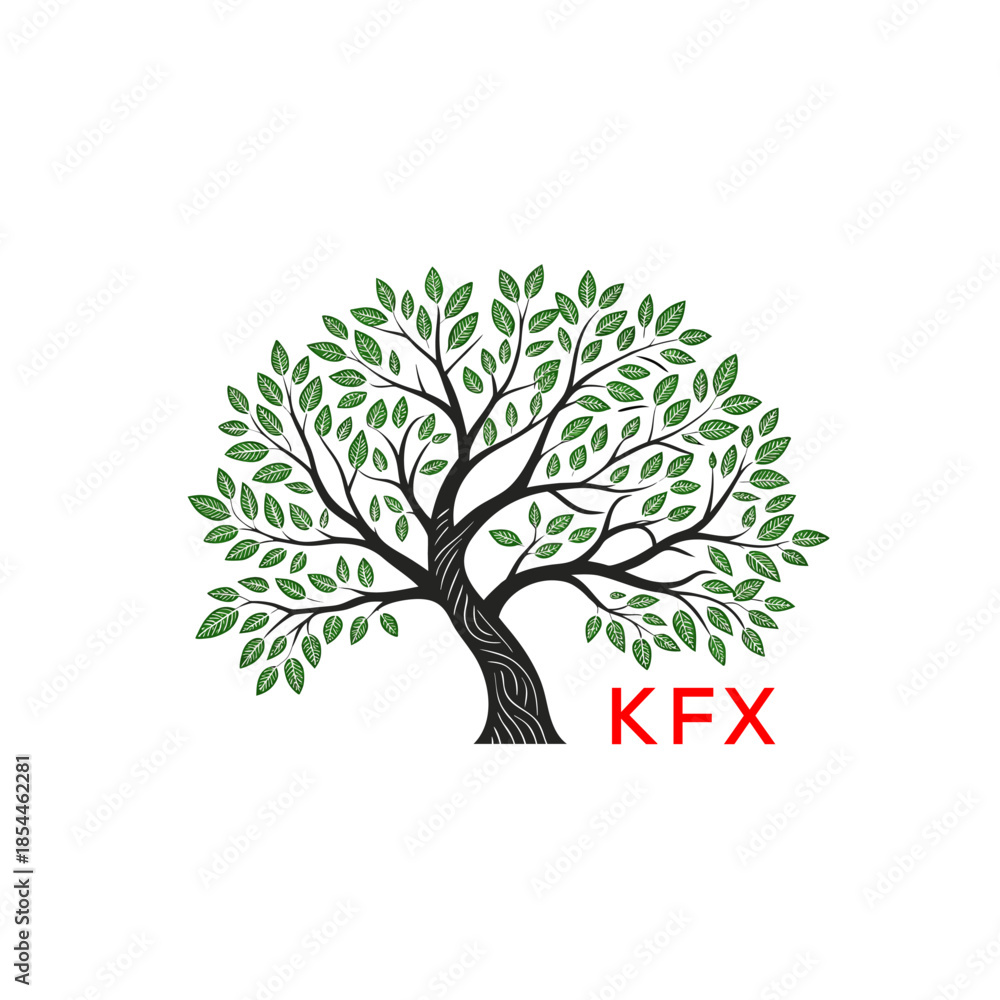Fototapeta premium Green Tree of Life Logo Design KFX Later Logo , Natural Environment Tree Branding, Sustainable Tree Logo 