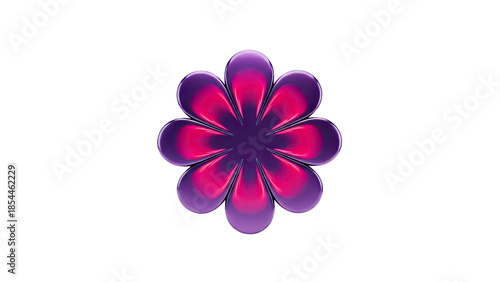 3D Glossy flower icon in purple and pink on transparent background