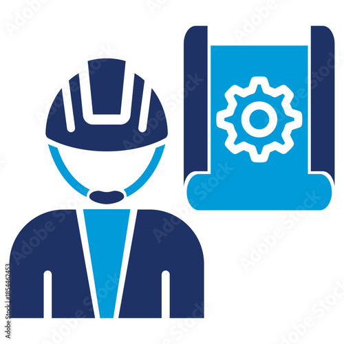 engineer flat blue icon