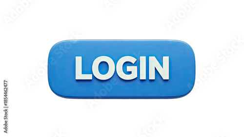 3D Blue Login Button with White Text on transparent background