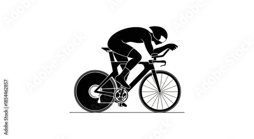 Silhouette of Cyclist on Racing Bicycle in Motion.