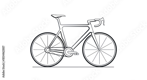 Sleek Modern Road Bicycle Line Art Illustration.