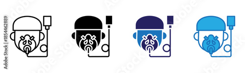 Oxygen Mask Icon Multi Style Vector Illustration