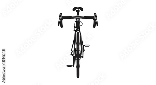 Front View of a Sleek Black Road Bicycle with Drop Handlebars.