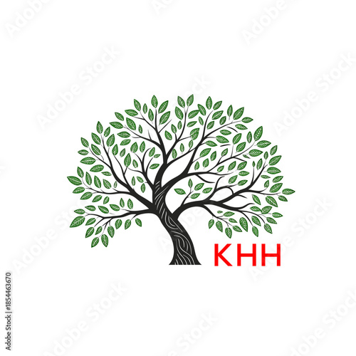 Green Tree of Life Logo Design KHH Later Logo , Natural Environment Tree Branding, Sustainable  Tree Logo
