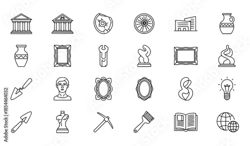 Modern Museum Line Icons Vector Set for UI UX Design