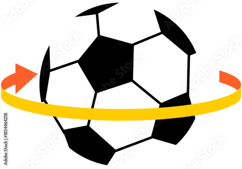 Rotating Arrow Around Soccer Ball Illustration. Editable Color Vector