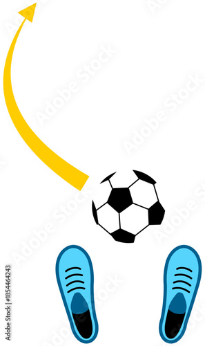 Left Direction Soccer Kick Illustration. Editable Color Vector