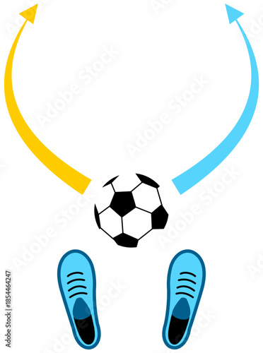 Inside or Outside Foot Soccer Kick Diagram. Editable Color Vector