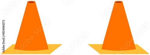 Two Training Cones Illustration. Editable Color Vector