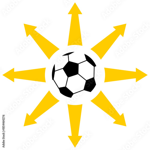 Soccer Ball Eight Direction Diagram. Editable Color Vector