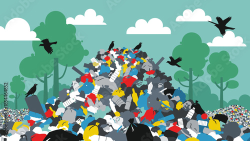 Large pile of garbage in the environment