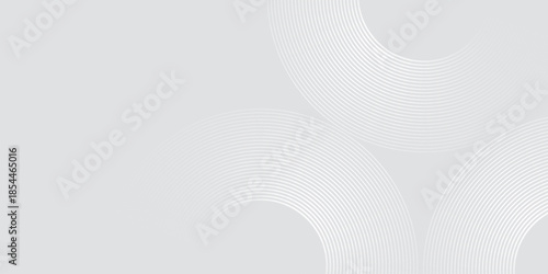 Vector white glowing geometric lines on gray background. Modern shiny blue circle lines pattern. Futuristic technology concept, eps10