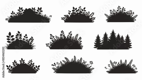 Collection of Silhouette Plant and Tree Illustrations.