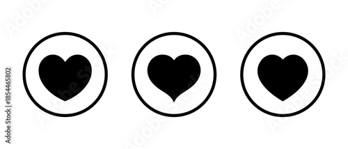 Heart icon set in circular outline. Minimal love and romantic symbol