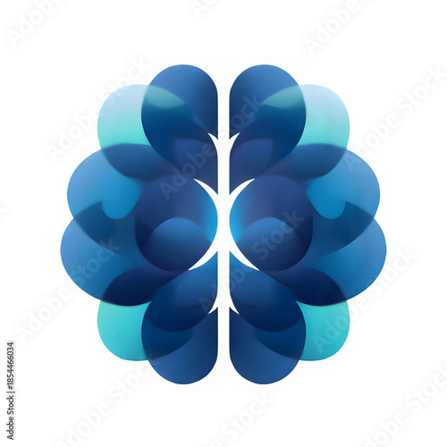 Minimal duotone artificial intelligence brain icon, flat vector illustration with rounded geometric shapes for modern SaaS user interface design