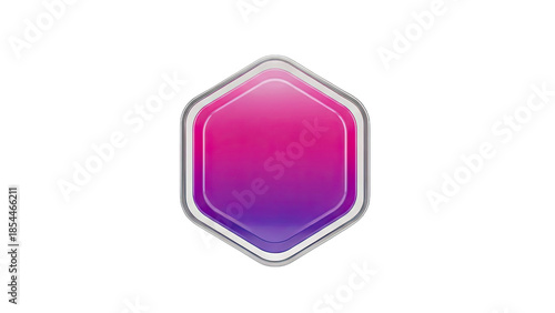 3D Glossy Hexagon Icon with Pink and Purple Gradient on transparent background