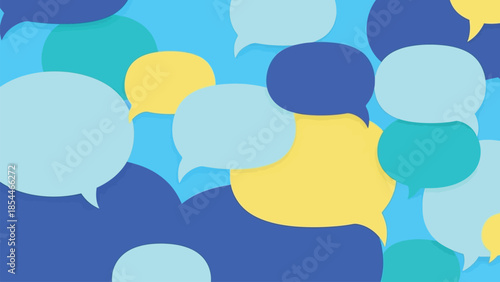 A vibrant and dynamic background showcasing a lively array of colorful overlapping speech bubbles, perfect for conveying messages and discussions