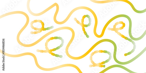 Abstract background with flowing colorful lines in shades of yellow and green with brown, abstract flowing gradient wave line pattern on creativity geometric shapes seamless design background.