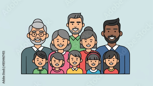 Diverse Family Generations Posed Together Smiling Happily.