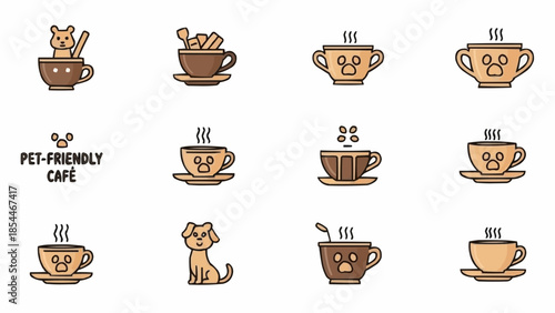 Cute Dog Themed Coffee Cups and Cafe Signage.